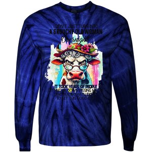 Grouchy Old Woman Cow Pissing Me Off And Dealing With Idiots Tie-Dye Long Sleeve Shirt