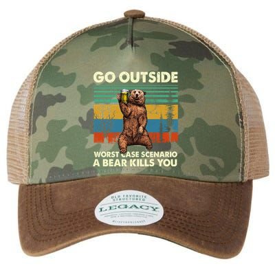 Go Outside Worst Case Scenario A Bear Kills You Legacy Tie Dye Trucker Hat