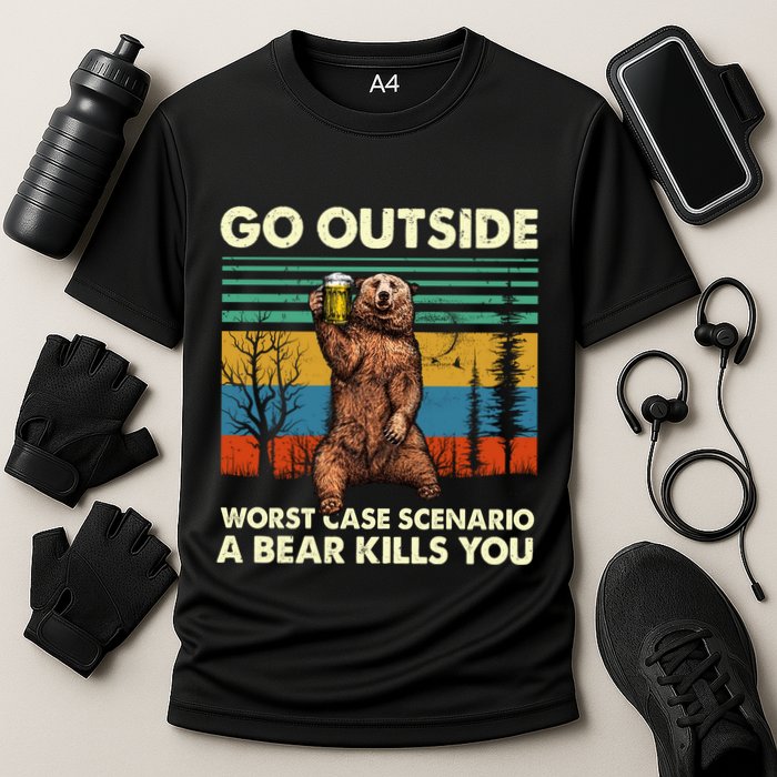 Go Outside Worst Case Scenario A Bear Kills You Performance Shirt