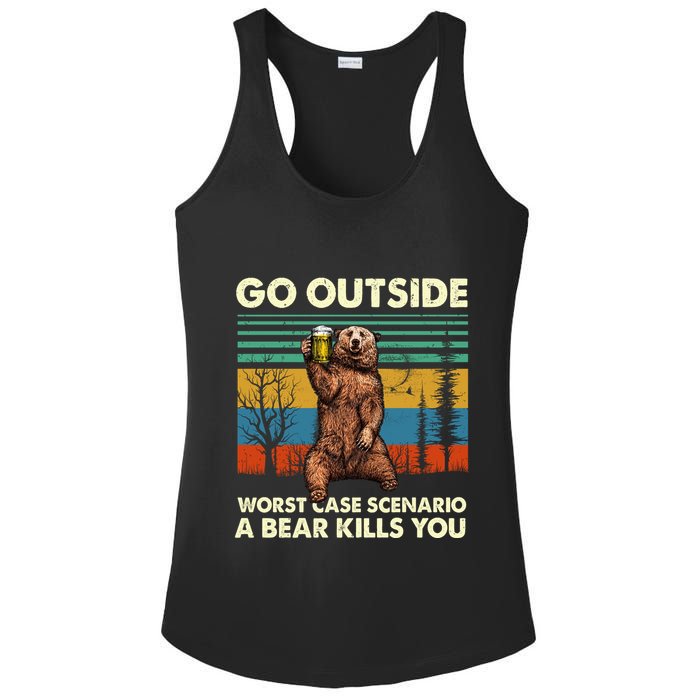 Go Outside Worst Case Scenario A Bear Kills You Ladies PosiCharge Competitor Racerback Tank