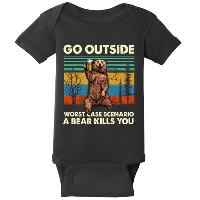 Go Outside Worst Case Scenario A Bear Kills You Baby Bodysuit