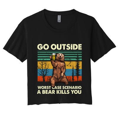 Go Outside Worst Case Scenario A Bear Kills You Crop Top