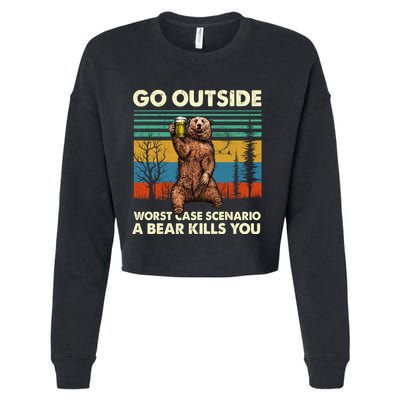 Go Outside Worst Case Scenario A Bear Kills You Cropped Pullover Crew