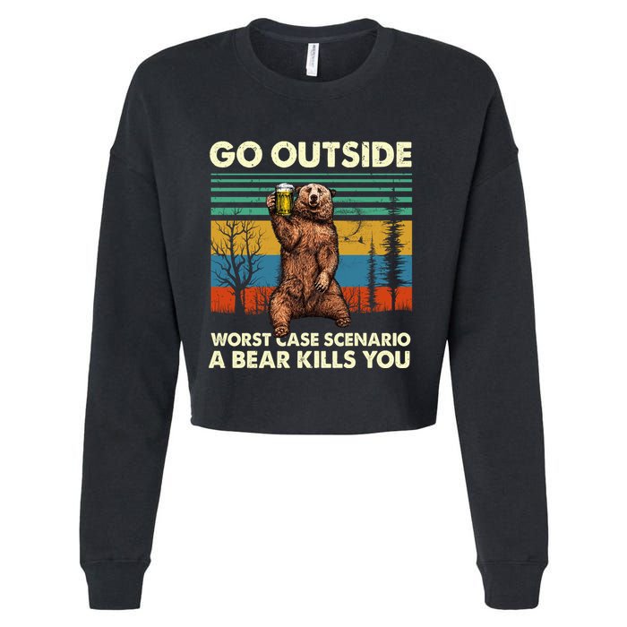 Go Outside Worst Case Scenario A Bear Kills You Cropped Pullover Crew