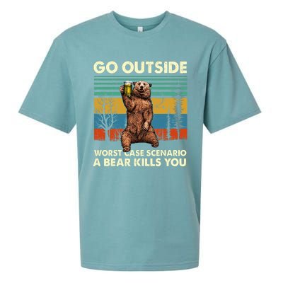 Go Outside Worst Case Scenario A Bear Kills You Sueded Cloud Jersey T-Shirt