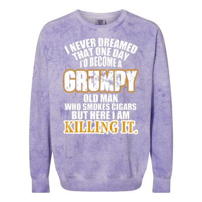 Grumpy Old Man Who Smokes Cigars Colorblast Crewneck Sweatshirt