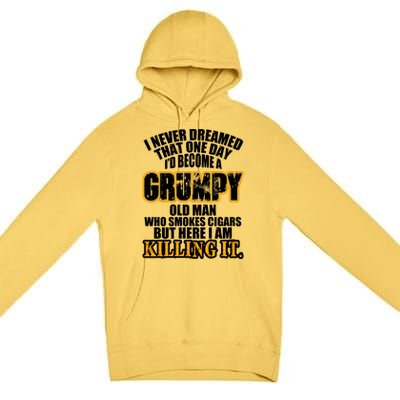 Grumpy Old Man Who Smokes Cigars Premium Pullover Hoodie