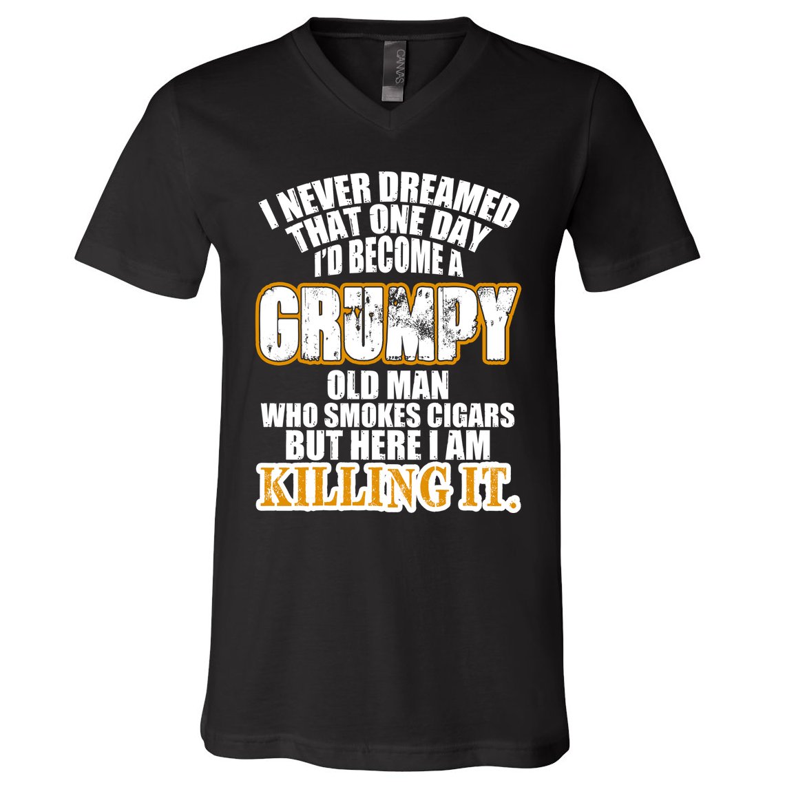 Grumpy Old Man Who Smokes Cigars V-Neck T-Shirt