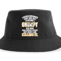 Grumpy Old Man Who Smokes Cigars Sustainable Bucket Hat