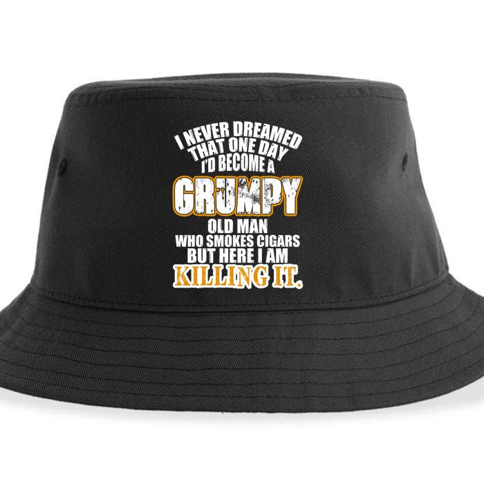 Grumpy Old Man Who Smokes Cigars Sustainable Bucket Hat