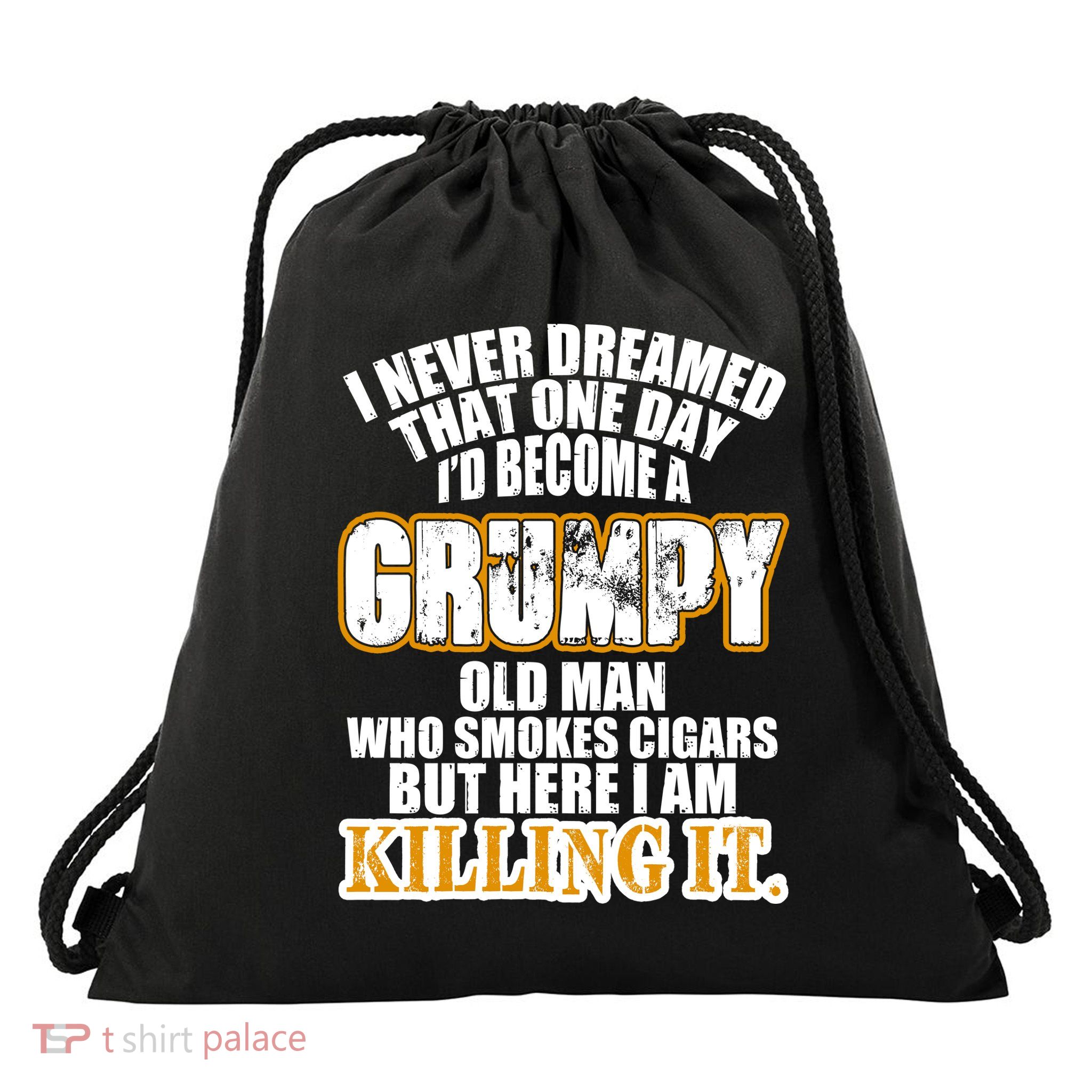 Grumpy Old Man Who Smokes Cigars Drawstring Bag