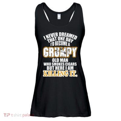 Grumpy Old Man Who Smokes Cigars Ladies Essential Flowy Tank