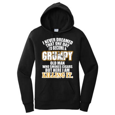 Grumpy Old Man Who Smokes Cigars Women's Pullover Hoodie