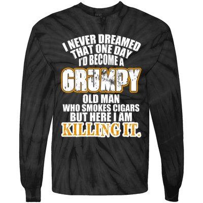Grumpy Old Man Who Smokes Cigars Tie-Dye Long Sleeve Shirt