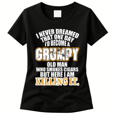Grumpy Old Man Who Smokes Cigars Womens T-Shirt