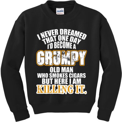 Grumpy Old Man Who Smokes Cigars Kids Sweatshirt