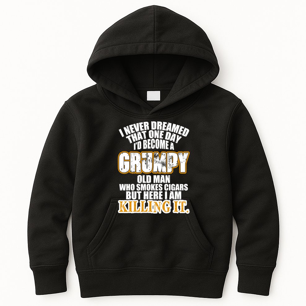 Grumpy Old Man Who Smokes Cigars Kids Hoodie