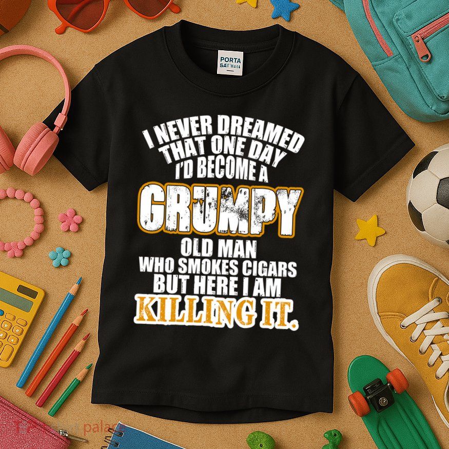 Grumpy Old Man Who Smokes Cigars Kids T-Shirt