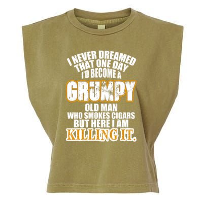 Grumpy Old Man Who Smokes Cigars Garment-Dyed Women's Muscle Tee