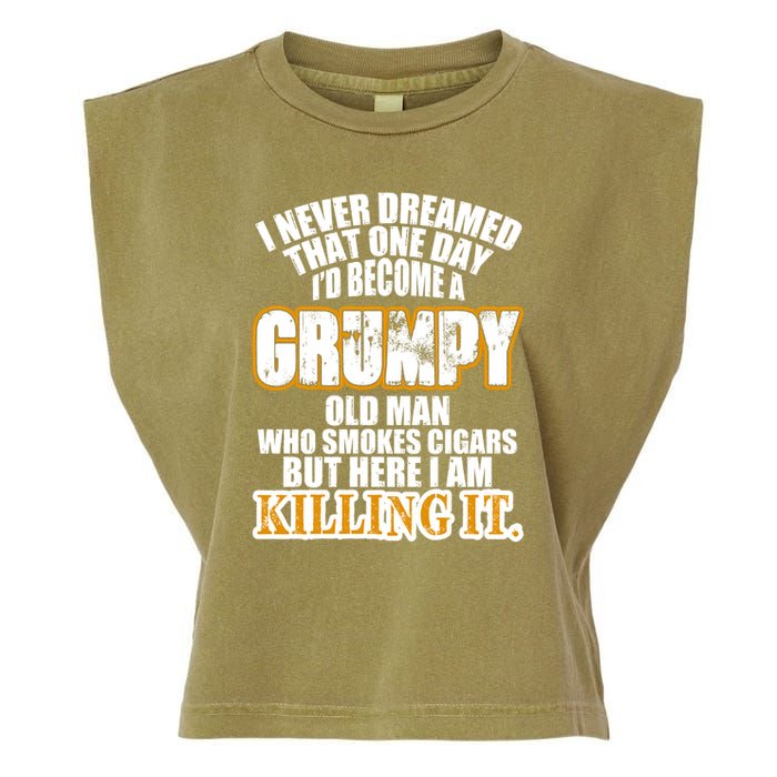 Grumpy Old Man Who Smokes Cigars Garment-Dyed Women's Muscle Tee