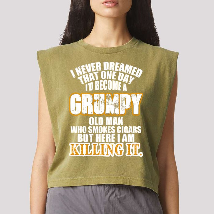 Grumpy Old Man Who Smokes Cigars Garment-Dyed Women's Muscle Tee