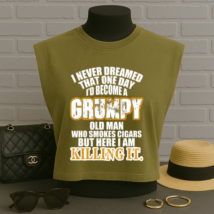 Grumpy Old Man Who Smokes Cigars Garment-Dyed Women's Muscle Tee