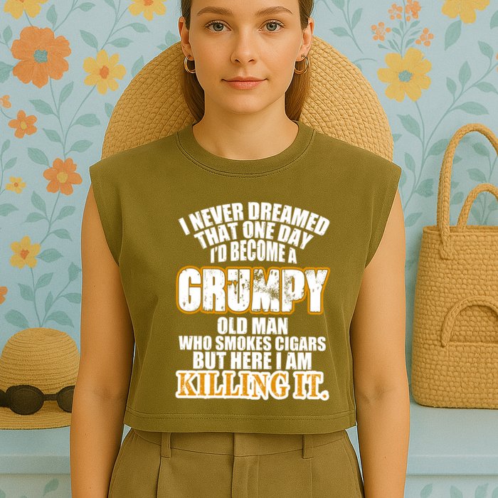 Grumpy Old Man Who Smokes Cigars Garment-Dyed Women's Muscle Tee