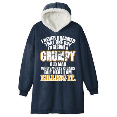 Grumpy Old Man Who Smokes Cigars Hooded Wearable Blanket