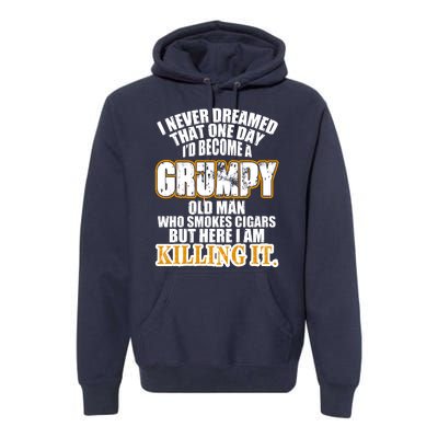 Grumpy Old Man Who Smokes Cigars Premium Hoodie