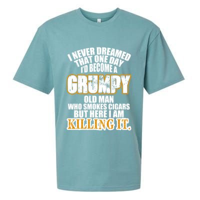 Grumpy Old Man Who Smokes Cigars Sueded Cloud Jersey T-Shirt
