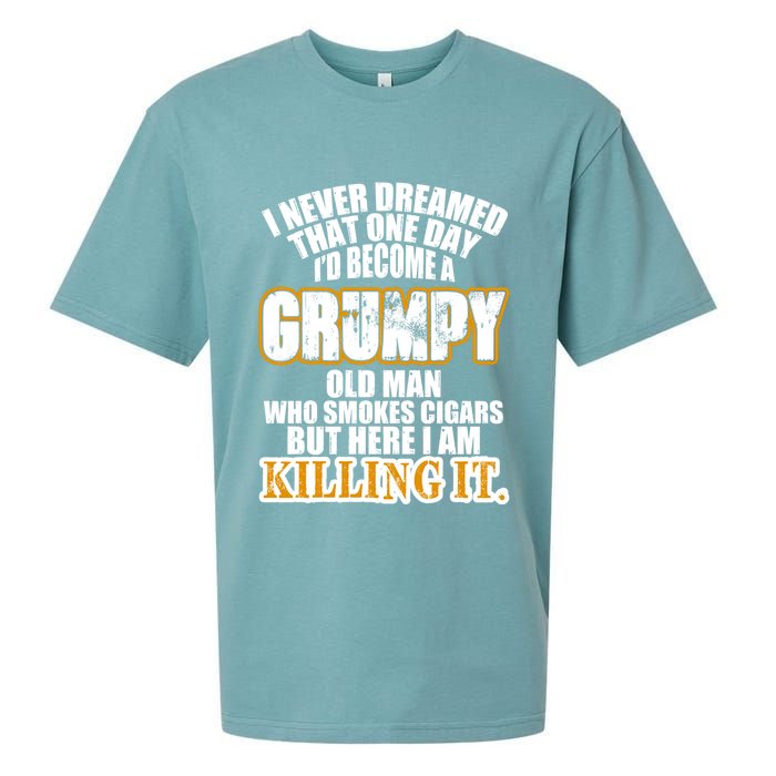 Grumpy Old Man Who Smokes Cigars Sueded Cloud Jersey T-Shirt
