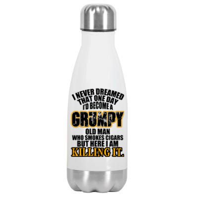 Grumpy Old Man Who Smokes Cigars Stainless Steel Insulated Water Bottle