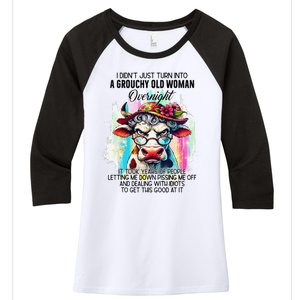 Grouchy Old Woman Cow Pissing Me Off And Dealing With Idiots Women's Tri-Blend 3/4-Sleeve Raglan Shirt