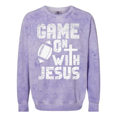 Game On With Jesus Football Field Football Christian Bible Colorblast Crewneck Sweatshirt