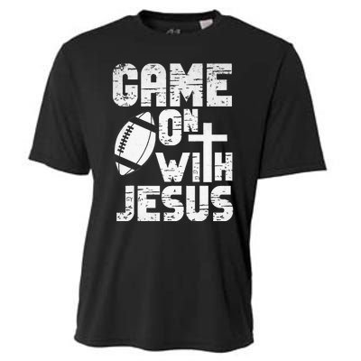 Game On With Jesus Football Field Football Christian Bible Cooling Performance Crew T-Shirt