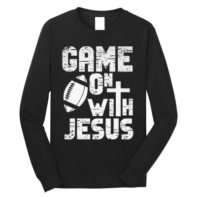 Game On With Jesus Football Field Football Christian Bible Long Sleeve Shirt