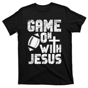 Game On With Jesus Football Field Football Christian Bible T-Shirt