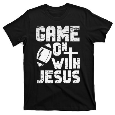 Game On With Jesus Football Field Football Christian Bible T-Shirt