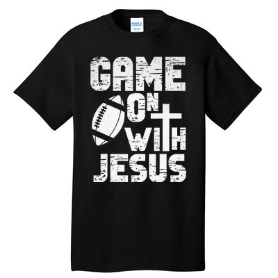 Game On With Jesus Football Field Football Christian Bible Tall T-Shirt