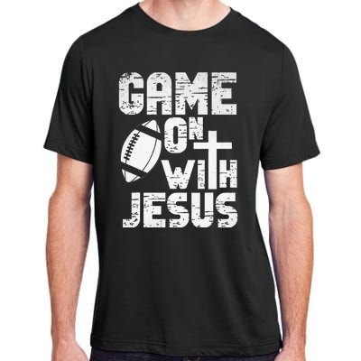 Game On With Jesus Football Field Football Christian Bible Adult ChromaSoft Performance T-Shirt