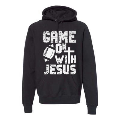 Game On With Jesus Football Field Football Christian Bible Premium Hoodie