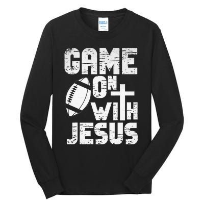 Game On With Jesus Football Field Football Christian Bible Tall Long Sleeve T-Shirt