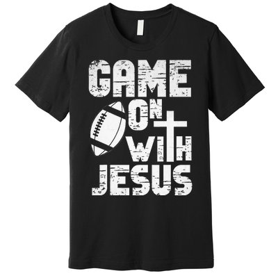 Game On With Jesus Football Field Football Christian Bible Premium T-Shirt