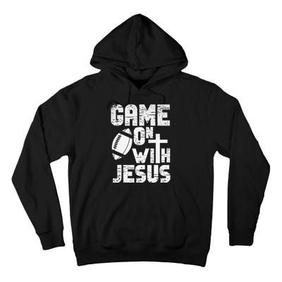 Game On With Jesus Football Field Football Christian Bible Tall Hoodie