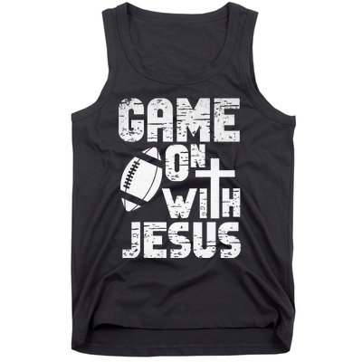 Game On With Jesus Football Field Football Christian Bible Tank Top