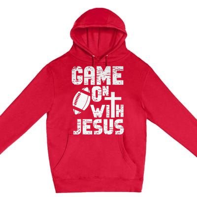 Game On With Jesus Football Field Football Christian Bible Premium Pullover Hoodie