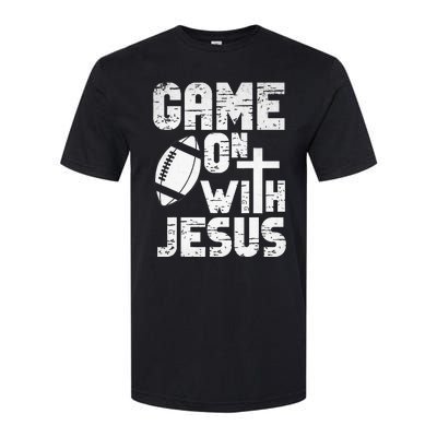 Game On With Jesus Football Field Football Christian Bible Softstyle® CVC T-Shirt