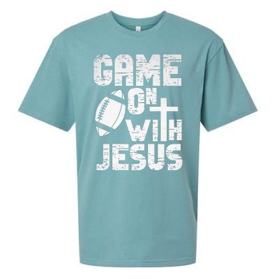 Game On With Jesus Football Field Football Christian Bible Sueded Cloud Jersey T-Shirt