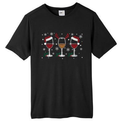 Glass Of Wine Santa Reindeer Christmas Wine Lover Cool Gift Tall Fusion ChromaSoft Performance T-Shirt