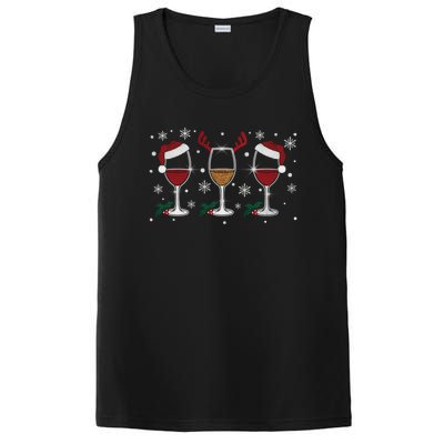 Glass Of Wine Santa Reindeer Christmas Wine Lover Cool Gift PosiCharge Competitor Tank